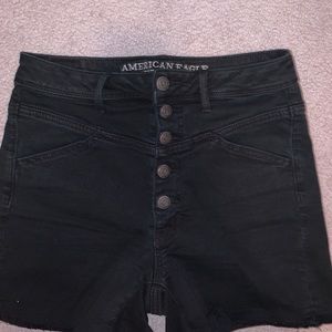 Black High waisted button up denim shorts